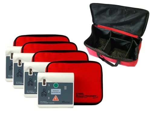 WNL Products WL120ES10, for Training Use Only 4 AED Defibrillators and Carry Bag - Practi-Trainer Essentials Base Model AED Training Kit (4 Units) and Practi-Carry CPR Training Carrying Bag