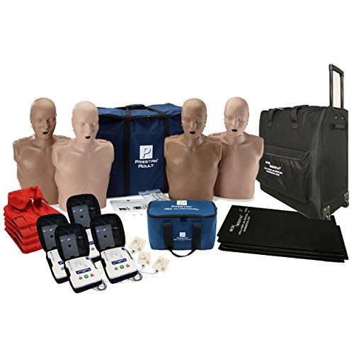 PRESTAN CPR Adult Manikin Diversity Kit 4-Pack w. Feedback, AED UltraTrainers, Carry Bag w. Wheels