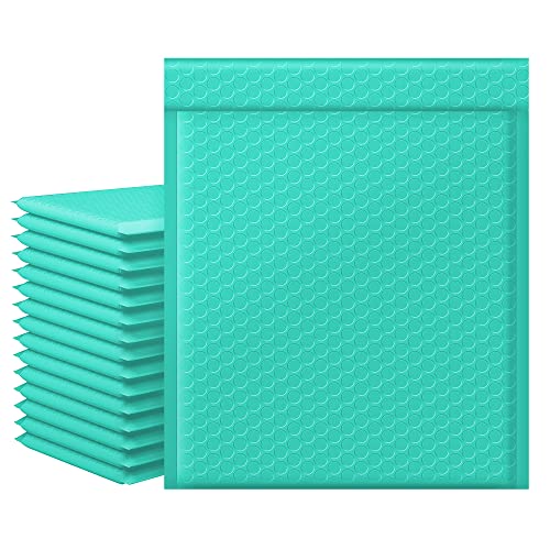 Bubble Mailers 8.5x12 Inch 25 Pack, POLONO Poly Padded Envelopes, Self Seal Waterproof Shipping Envelopes, Cushioned Shipping Bags for Mailing, Packaging, Books, Clothes, Makeup Supplies, Aqua