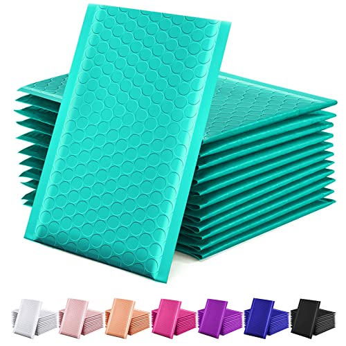 GSSUSA Teal Bubble Mailers, 4x8" Inches, 50 Pack, Padded Poly Bubble Mailers, Packaging for Small Business, Shipping Envelopes, Packaging Bags, Padded Envelopes, Mailing Envelopes, Shipping Supplies