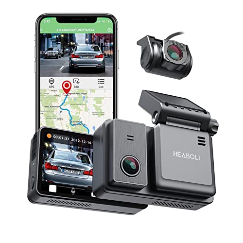 Heaboli 4K Dual Dash Cam Front and Rear, Wi-Fi GPS, Dash Camera for Cars with 3 Inches IPS Touch Screen, Car Camera Driving Recorder with Night Vision, Parking Mode