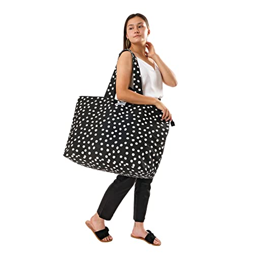 Foundry by Fit + Fresh, All The Things Tote Bag, Luggage, Travel Duffle Bag, Weekender Bags for women, and Beach Bag, B&W Dot