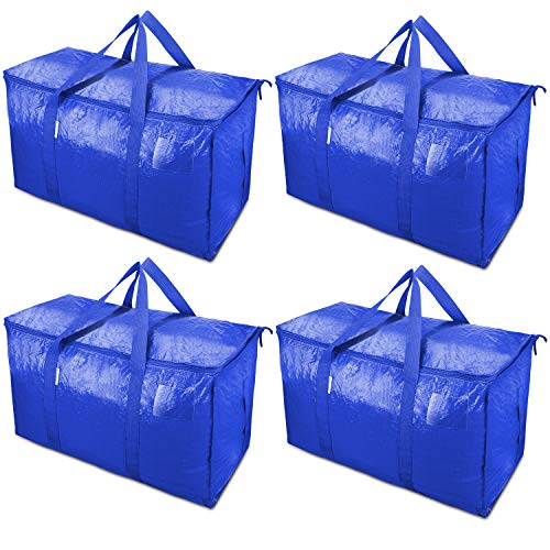 TICONN 4 Pack Extra Large Moving Bags with Zippers & Carrying Handles, Heavy-Duty Storage Tote for Space Saving Moving Storage