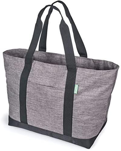 Creative Green Life Extra Large Tote Bag For Women or Men  Premium 22" Carry All Tote Bag with Zipper Top - For Work, Gym, Pool, Teachers, Nurses  Stylish, Durable Utility Tote For Daily Use (Gray)