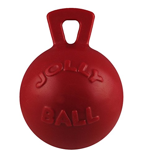 Jolly Pets Tug-n-Toss Heavy Duty Dog Toy Ball with Handle, 8 Inches/Large, Red (408 RD)