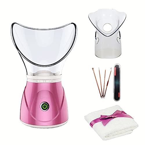 Hann Facial Steamer Professional Sinus Steam Inhaler Face Skin Moisturizer Facial Mask Sauna Spa Steamers with Aromatherapy Diffuser Humidifier Function (Pink)