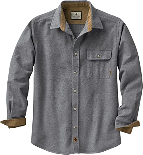 Legendary Whitetails Men's Tall Size Buck Camp Flannel Shirt, Charcoal Heather, Large Tall