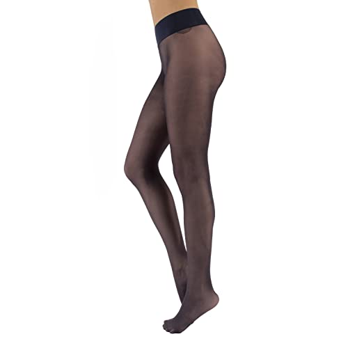 CALZITALY Seamless Sheer Tights with Comfortable Waistband, 15 Dernier Pantyhose (Small, Blu)