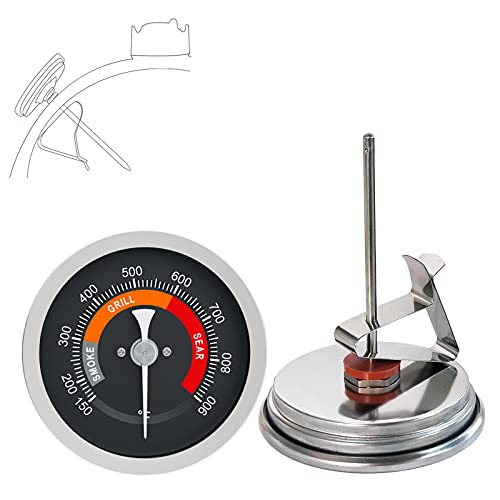 Grill Smoker Temperature Gauge Replacement with 3.3" Large Face, 150-900F,Waterproof No-Fog Glass Lens  Replacement for a Variety of Different Grill Thermometer Such as Big Green Egg (Black)