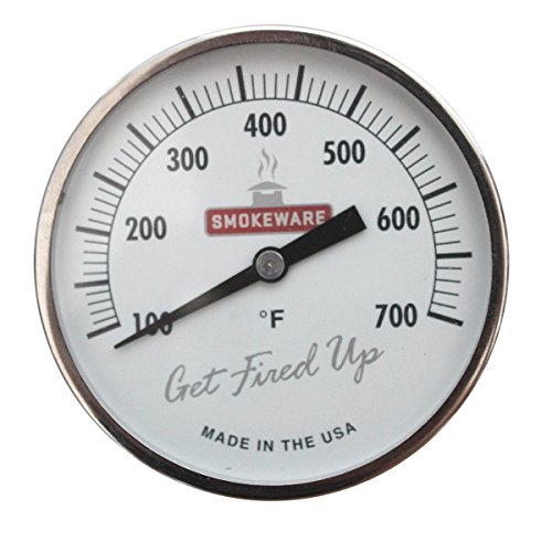 SmokeWare Temperature Gauge  3-inch Face, 0-700F Range, White, Replacement Thermometer for Big Green Egg Grills, Made in The USA