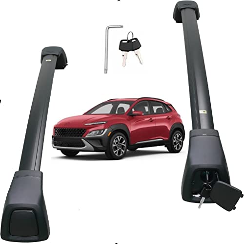 SAREMAS Upgraded Mute Cargo Racks for Hyundai Kona 2018-2023 Roof Rack Cross Bars Rail Luggage Carrier Lockable