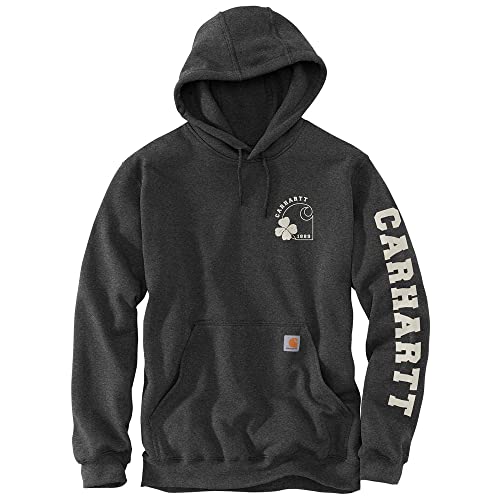 Carhartt Men's 105707 Loose Fit Midweight Hooded Shamrock Graphic Sweatshirt - Medium Regular - Carbon Heather