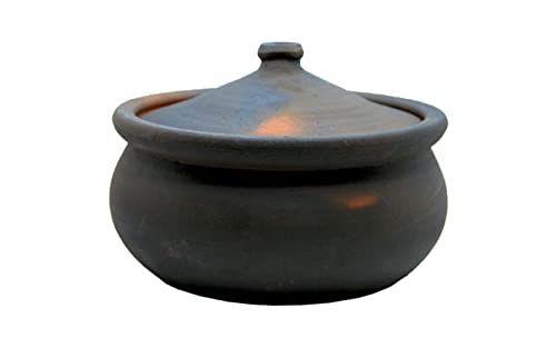 High Wind Flamed Dark Primitive Cooking Pot - Pre Seasoned - Made from Fire Clay: Suitable for Stove Top and Open Fire