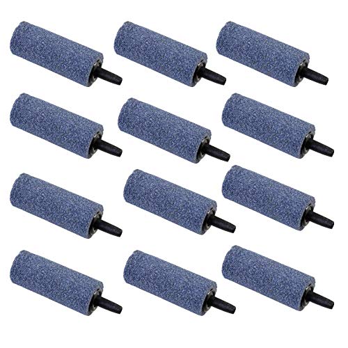 AQUANEAT 0.6/1/2 Inch Air Stone 12PCS, Small Airstones Cylinder, Aerator Bubble Diffuser, Air Pump Accessories for Aquarium, Nano Fish Tank, Hydroponics (2 inch)