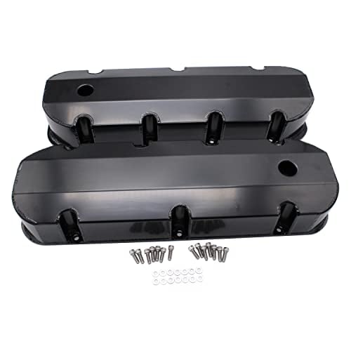 1 SET SHLPDFM Black Valve Covers FABRICATED Polished Aluminum Valve Covers Short Bolts with Billet Rail Fits for Big Block Chevy BBC 396 427 454 502
