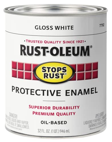 Rust-Oleum 7792502 Stops Rust Brush On Paint, Quart, Gloss White