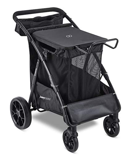 Joovy Platoon Utility Cart, Large Shopping Cart, Beach Cart, Holds 155 lbs, Sports Gear Wagon, Removable, Reusable Mesh Bag, Black