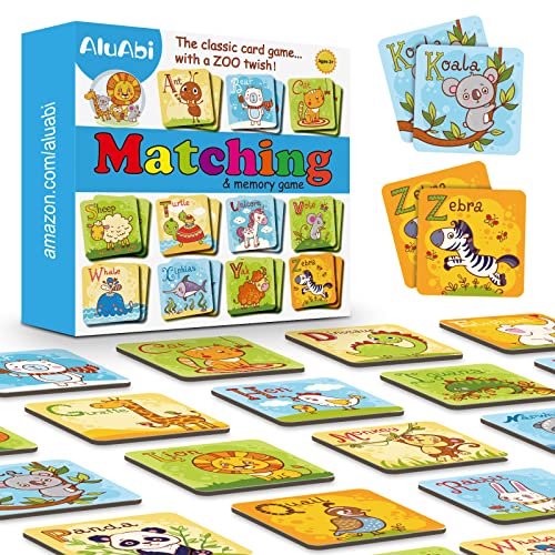 AluAbi Animal Letter Memory Game ABC Learning for Toddlers, Fun Matching Game, Educational Toys for Kids, Preschool Learning Toys and Alphabet Flash Cards for Boys & Girls Age 4 to 8