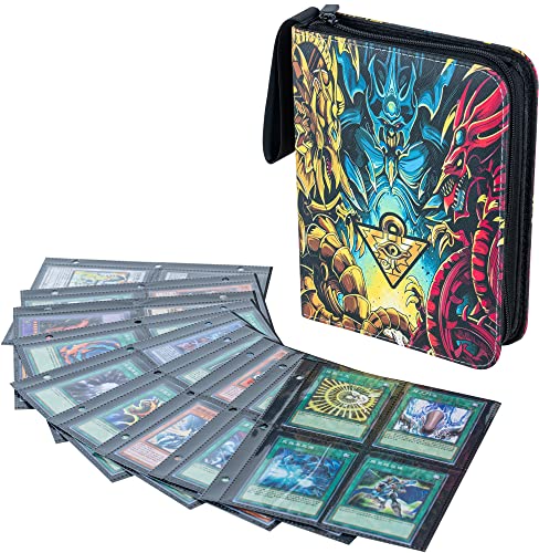 DRZERUI Card Binder for YuGiOh Card - Holds 440+ Yu-Gi-Oh Trading Cards, 4 Pocket Card Holder Book with Sleeves Compatible with Yugioh Cards