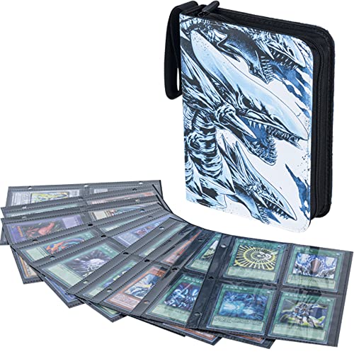 DRZERUI Binder for YuGiOh Card - Holds 440+ Yu-Gi-Oh Trading Cards, 4 Pocket Card Holder Book with Sleeves Compatible with Yugioh Cards