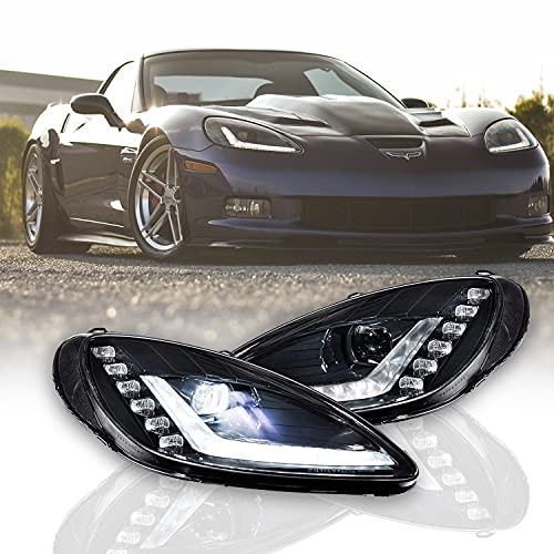 Morimoto XB LED Headlights, Plug and Play Headlight Housing Upgrade, Fits 2005-2013 Chevrolet Corvette C6, DOT Approved Assembly with Switchback Sequential Turn Signals & UV Coated Lenses (1x LF460)