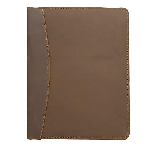 Genuine Leather Professional Padfolio Portfolio - Resume Folder with Luxury Pen, Stylish Document Folio for Letter Size Writing Pad with Business Card Holder, Ideal Gift Portfolios for Men and Women