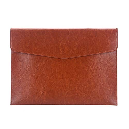 Enyuwlcm PU Leather A4 File Folder Document Holder Envelope Folder Case with Snap Closure for Receipt Contract Brown