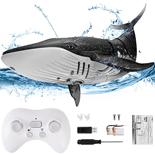 GearRoot Remote Control Whale Shark Toys 2.4G High Simulation RC Whale for Swimming Pool Bathroom Great Gift RC Boat Pool Water Toys for Boys and Girls Kids 