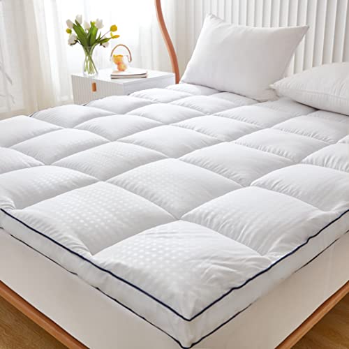 Queen Size Mattress Pad Topper - Extra Thick Quilted Fitted Mattress Protector Pillow Cotton Top with 21" Deep Pocket for 8-24 inches Mattress,Soft and Breathable Bed Topper Cover