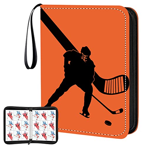 Hockey Card Binder,9-Pocket Hockey Trading Card Binder with 900 Card Sleeves Refillable Cards Album Case for Cards Collection Baseball Football Hockey Basketball Sports Cards (Hockey)