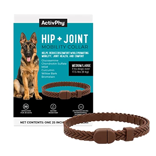 ACTIVPHY Hip + Joint Mobility Collar with Glucosamine, Chondroitin, MSM, and More | Convenient & Easy | 30 Days of Continuous Support | Water Resistant (Med/Large)