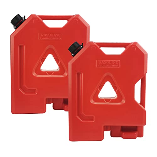 IBACP 2-Gallon Gasoline Container Fuel Can Pack Spare Water Container Storage For Motorcycle SUV ATV Most Cars Red, 2PC