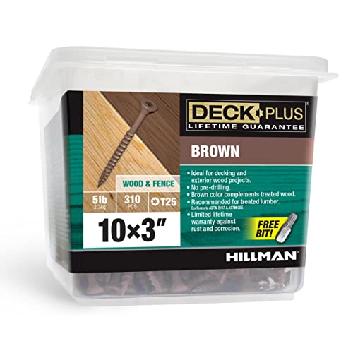 Deck Plus Wood Screws, Brown Exterior Screws, 3" x #10, 5lb