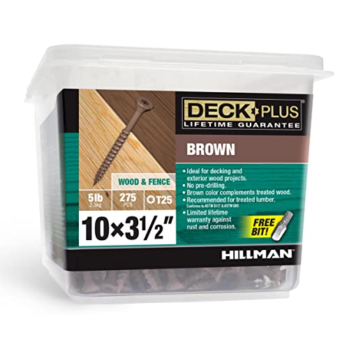 Deck Plus Wood Screws, Brown Exterior Screws, 3-1/2" x #10, 5lb