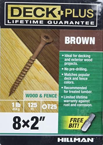 Deck Plus Wood Screws, Brown Exterior Screws, 2" x #8, 1lb