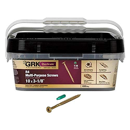 GRK 95200 R4 T-25 Multi-Purpose Framing/Decking Screws, 10 by 3-1/8", Steel, Flat