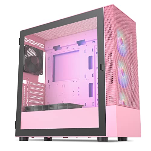 Vetroo AL600 Pink Mid-Tower ATX PC Case, Pre-Installed 3x120mm ARGB Fans, 3x120mm Regular Fans, Top 360mm Radiator Support High-Airflow Computer Gaming Case with Controller Hub