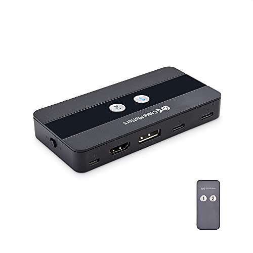 Cable Matters Dual 4K 60Hz USB C KVM Switch 2 Computers/KVM Switch USB C w/HDMI, DisplayPort & 4X USB 3.0 - Remote Control Thunderbolt 4 USB4 Compatible for MacBook Pro, XPS (Desktop Not Supported)