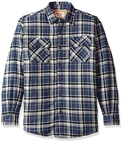 Wrangler Authentics Men's Long Sleeve Sherpa Lined Shirt Jacket, Mood Indigo, Large