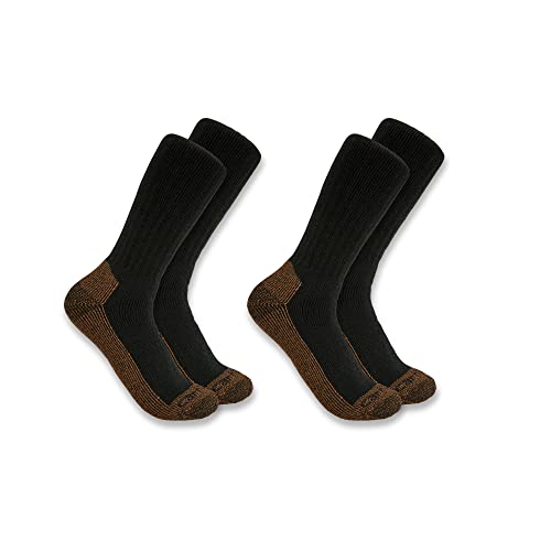 Carhartt Men's Midweight Steel Toe Sock 2 Pack, Black, Large