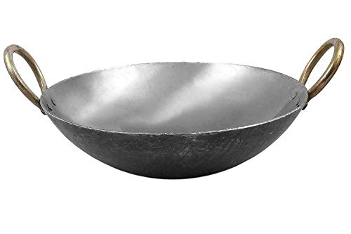 ABN EXPORTS Iron Karahi Kadai Kadhai Deep Fry Iron Wok Balti Dish With Handle (8" Inches)