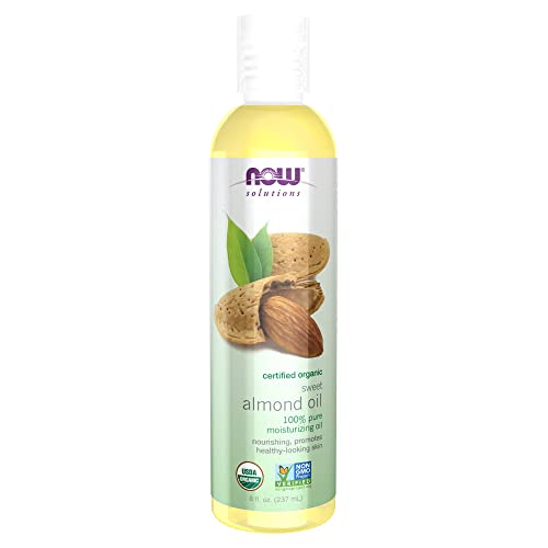 NOW Solutions, Organic Sweet Almond Oil, 100% Pure Moisturizing Oil, Promotes Healthy-Looking Skin, Unscented Oil, 8-Ounce