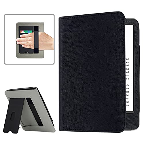 RSAquar Case Fits All-New 6" Kindle 11th Generation 2022 Release - Smart Cover with Hand Strap, Card Slot and Foldable Stand for for Kindle 2022, Black