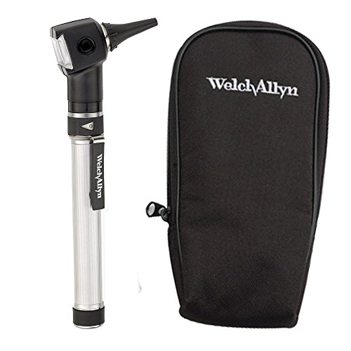 Welch Allyn 22821 Pocket Scope 2.5V Halogen Fiber-Optic Otoscope with Throat Illuminator, Aa-Battery Handle, Soft Storage Case