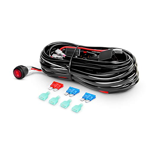 Nilight - 10009W - NI-WA05 LED Light Bar Wiring Harness Kit 12V On off Switch Power Relay Blade Fuse for Off Road LED Work Light Bar,2 years Warranty