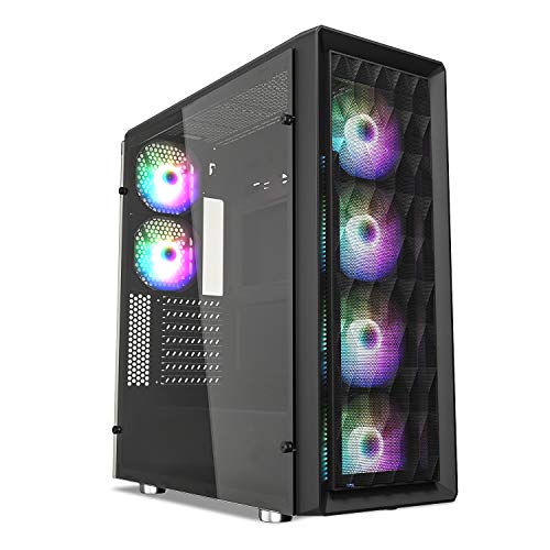 Vetroo MESH6 Mid Tower ATX PC Gaming Case, 6X 120mm ARGB Fans Pre-Installed, Controller Hub Included, Mesh Front & Tempered Glass Side Panel Computer Cooling Case