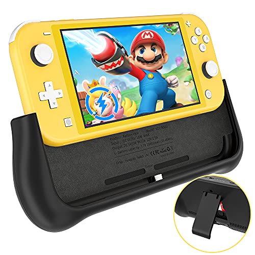 NEWDERY Battery Charger Case for Nintendo Switch Lite 5.5" , Support PD & QC 3.0 Fast Charging, Built-in 10400mAh Portable Backup Charger Station, Battery Charger Pack with Kickstand & Game Card Slot