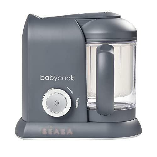 BEABA Babycook Solo 4 in 1 Baby Food Maker, Baby Food Processor, Steam Cook and Blender, Large Capacity 4.5 Cups, Cook healthy baby food at Home, Dishwasher Safe, Charcoal