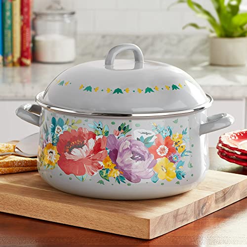 The Pioneer Woman Sweet Rose 6.4-Quart Enamel on Steel Dutch Oven with Lid (SWEET ROMANCE BLOSSOMS)