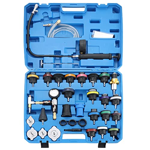 ATPEAM 34PCS Coolant System Pressure Tester Kit | Radiator Pressure Tester Kit Vacuum Tester Automotive for Radiator Leak Test & Coolant Fill Purge Service for Cars Trucks